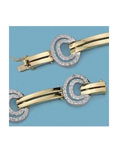 18K PULSERA CIRCONITAS BICOLOR. 26.25 GRS.