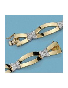 18K PULSERA CIRCONITAS BICOLOR. 25.30 GRS.