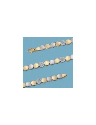 18K PULSERA BICOLOR PIEDRAS COLOR. 14.50 GRS