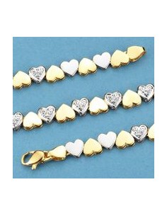 18K PULSERA CORAZONES BICOLOR. 13.75 GRS.