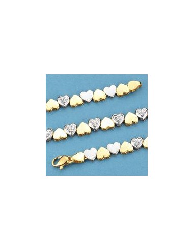 18K PULSERA CORAZONES BICOLOR. 13.75 GRS.