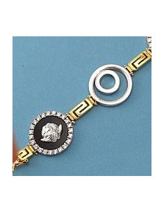 18K PULSERA BICOLOR CIRCONITAS. 28.25 GRS.