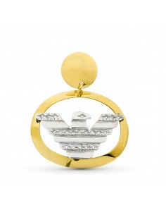18K COLGANTE ORO BICOLOR OVAL CON AGUILA. 26 X 32 MM.
