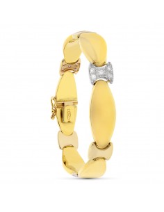 18K PULSERA ORO BICOLOR MATE Y BRILLO Y CIRCONITAS