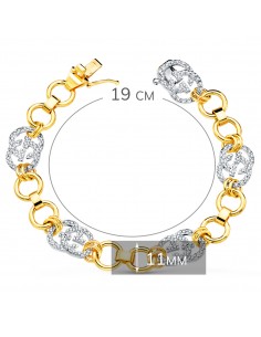 18K PULSERA ORO BICOLOR ESLABONES BRILLO CIRCONITAS. ANCHO: 11 MM. LARGO: 19 CM. 2
