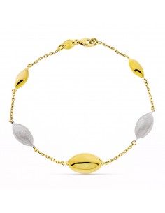18K PULSERA ORO BICOLOR ADORNOS OVAL. ANCHO: 9 MM. LARGO: 20 CM.