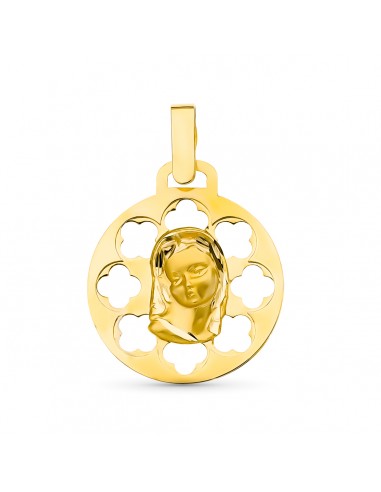 18K MEDALLA ORO AMARILLO VIRGEN NIÑA CALADA 18 MM.