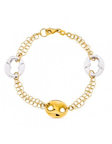 18K PULSERA BICOLOR NUDO BARCO 7.15GRS