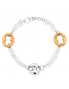 18K PULSERA BICOLOR ORO BLANCO Y ORO ROSA NUDO BARCO
