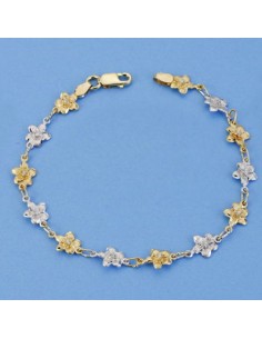 18K PULSERA BICOLOR FLORES. 18,5 CM. 5,85 GR