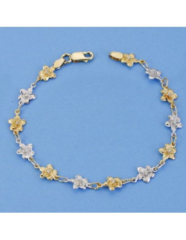 18K PULSERA BICOLOR FLORES. 18,5 CM. 5,85 GR