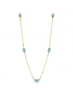 18K COLLAR ORO AMARILLO BOLAS TURQUESA