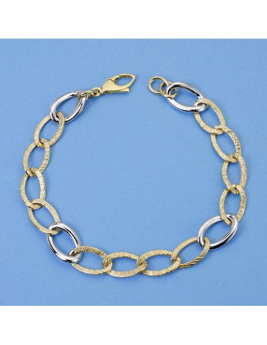 18K PULSERA BICOLOR HUECA. 20 CM. 5.50GR.