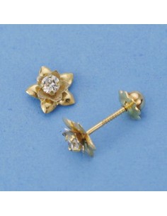 18K PENDIENTES ORO AMARILLO FLOR. 7 X 7 MM.