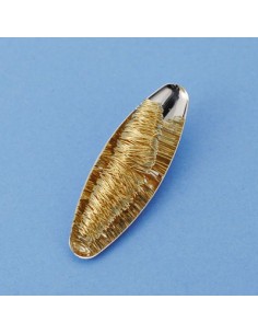 18K COLGANTE BICOLOR OVAL. 30 X 10 MM.