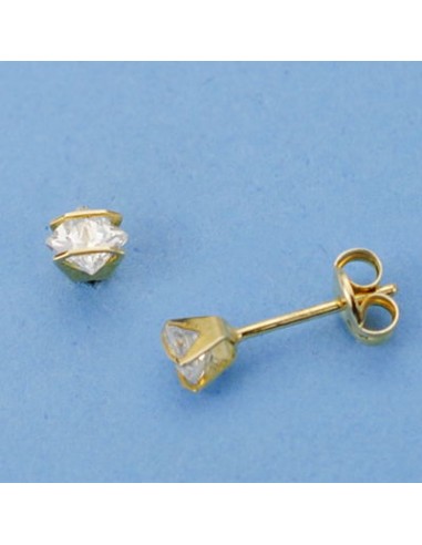 18K PENDIENTES ORO AMARILLO CIRCONITAS CARRIL. 3 X 3 MM.