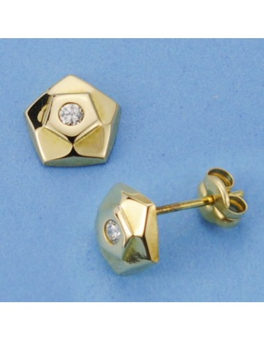 18K PENDIENTES ORO AMARILLO PENTAGONO. 7 X 7 MM.