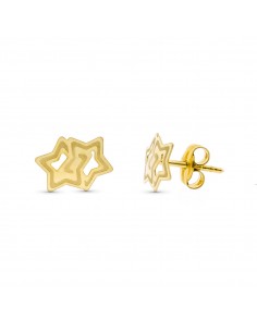 18K PENDIENTES ORO AMARILLO ESTRELLAS LASER. 9 X 7 MM.