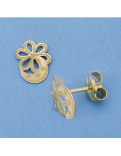18K PENDIENTES ORO AMARILLO FLOR Y LUNA. 9 X 7 MM.