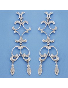 18K PENDIENTES ORO BLANCO CIRCONITAS. 71 X 20 MM.