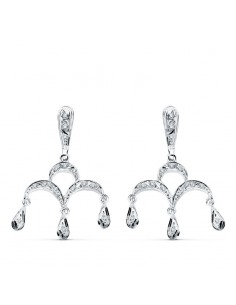 18K PENDIENTES ORO BLANCO CIRCONITAS. 33 X 21 MM.