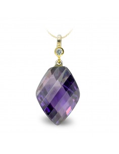 18K COLGANTE ORO BICOLOR AMATISTA 20MM CIRCONITA