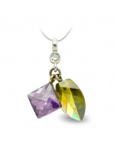 18K COLGANTE ORO BLANCO AMATISTA Y TOPACIO