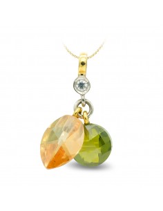 18K COLGANTE ORO BICOLOR TOPACIO Y OLIVINA