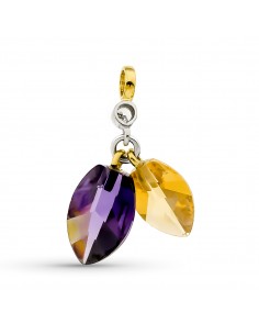 18K COLGANTE ORO BICOLOR Y PIEDRA COLOR.