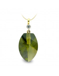 18K COLGANTE ORO BICOLOR OLIVINA 23MM CIRCONITA