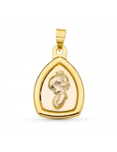 18K MEDALLA ORO BICOLOR VIRGEN NIÑA. 24 X 16 MM.