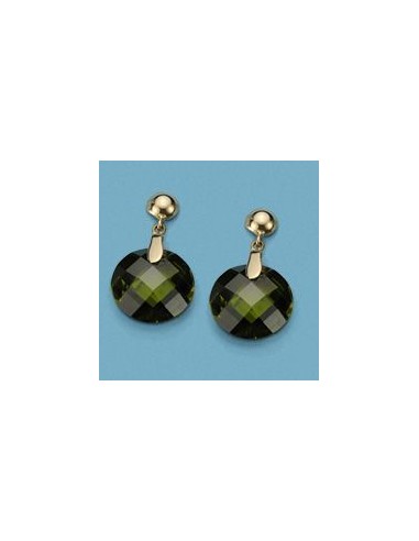 18K PENDIENTES PIEDRA COLOR REDONDA. PRESION