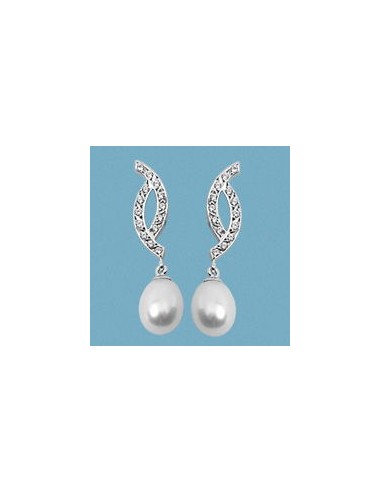 18K PENDIENTES ORO BLANCO Y PERLAS