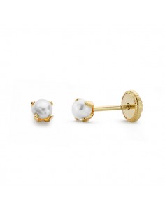 18K PENDIENTES PERLAS GARRAS. 3 X 3 MM.