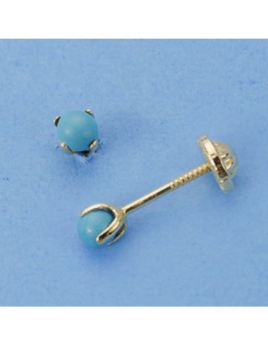 18K PENDIENTES TURQUESA. 3 X 3 MM.