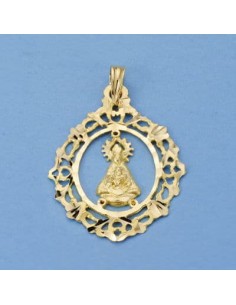 18K MEDALLA VIRGEN DE TISCAR CERCO 28 X 22 MM