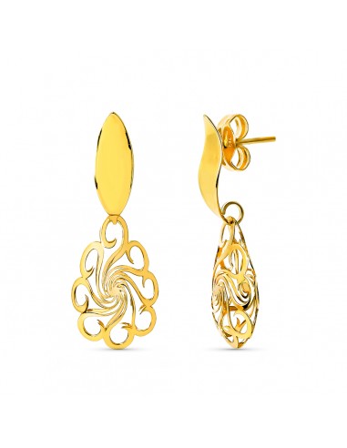 18K PENDIENTES ORO AMARILLO FLOR OVAL