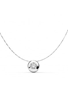 18K COLGANTE CHATÓN ORO BLANCO 8,5 MM CADENA 42 CM