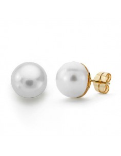 18K PENDIENTES PERLA BOTON 10-11MM.PRESION
