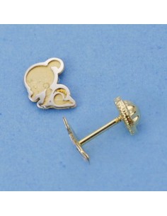 18K PENDIENTES BEBE BICOLOR. 6 X 5 MM.