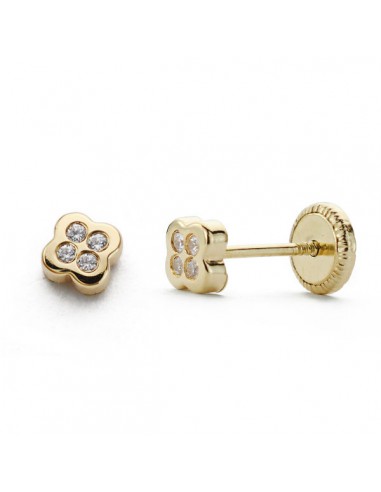 18K PENDIENTES ORO AMARILLO CIRCONITAS. 4MM.