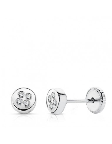 18K PENDIENTES ORO BLANCO CIRCONITAS 4MM.TUERCA