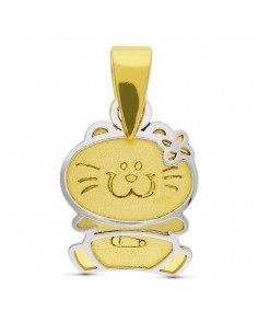 18K COLGANTE ORO BICOLOR GATITA. 10 X 8 MM.