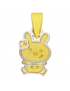 18K COLGANTE ORO BICOLOR CONEJO. 10 X 6 MM.