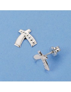 18K PENDIENTES ORO BLANCO BANDAS. 8 X 7 MM.