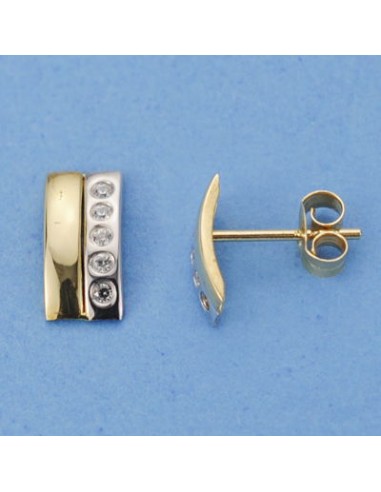 18K PENDIENTES BANDAS CIRCONITAS. 8 X 4 MM.