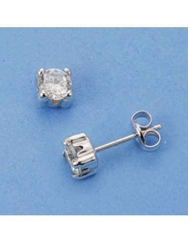 18K PENDIENTES ORO BLANCO GARRAS. 4 X 4 MM