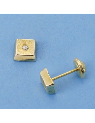 18K PENDIENTES ORO AMARILLO CUADRADOS. 5 X 5 MM.