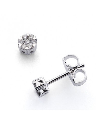 18K PENDIENTES ORO BLANCO DIAMANTES TALLA BRILLANTE 4 MM. 0.150 QTES.