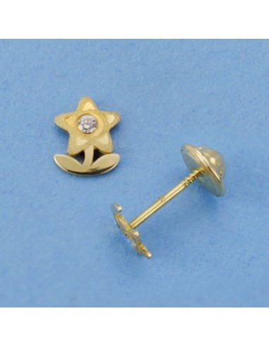 18K PENDIENTES ORO AMARILLO FLOR LASER. 5 X 4 MM.